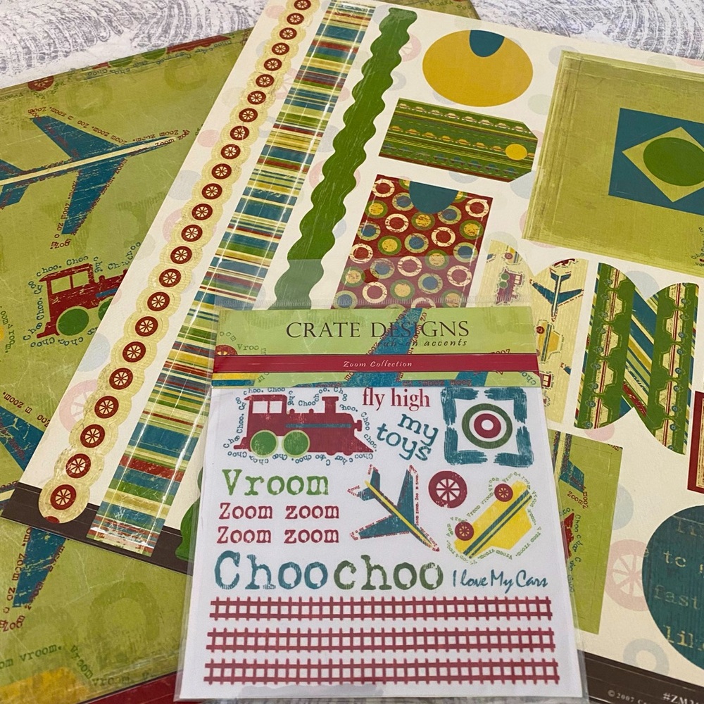🚞 CRATE DESIGNS “ZOOM” SCRAPBOOK BUNDLE. RETIRED DESIGN.